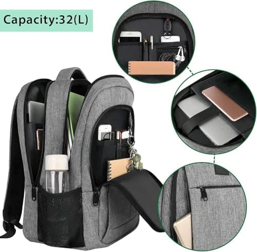 MATEIN Travel Laptop Backpack, Work Bag Lightweight Laptop Bag, Grey — view 2