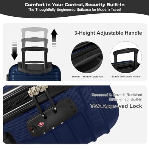 Luggage Depot Checked Suitcase with TSA Lock, Medium Luggage Navy Blue — view 5