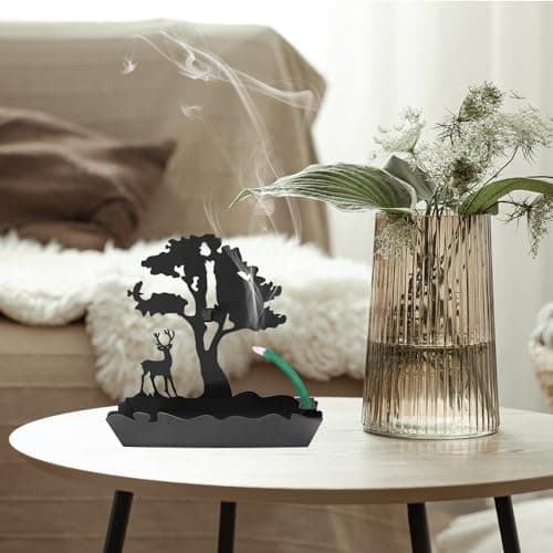 Mosquito Coils Spiral Holder Metal Tree & Reindeer, Spiral Coils Holder for Burning Coils Citronella, Mosquito Repellent Coils Rack, Incense Coil Holder Sandalwood Indoor Outdoor Mosquitoes (Black) — view 6