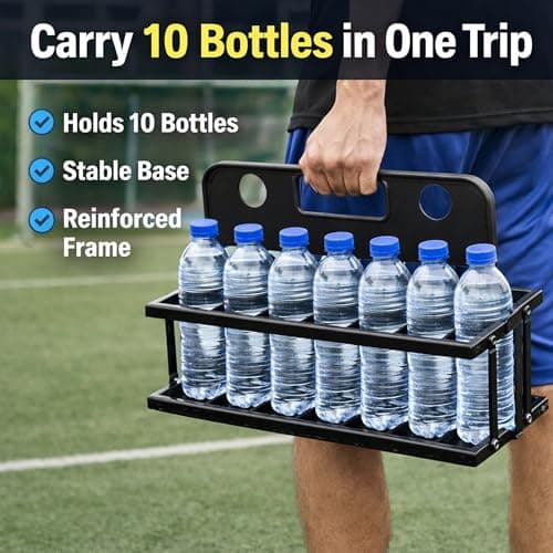 AI SPORTS Foldable Water Bottle Carrier for 10 Bottles – Heavy Duty Sports Bottle Holder with Handle – Team Hydration Rack for Football, Cricket, Rugby, Training & Match Day — view 2