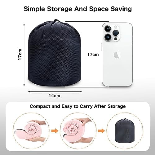 WENGX Travel Pillow Neck Pillow Memory Foam Soft Comfort and Support Travel Flight Neck Pillows,U-shaped Pillow for Sleeping with Storage Bag for Airplane Car Office Home,etc (Pink) — view 6
