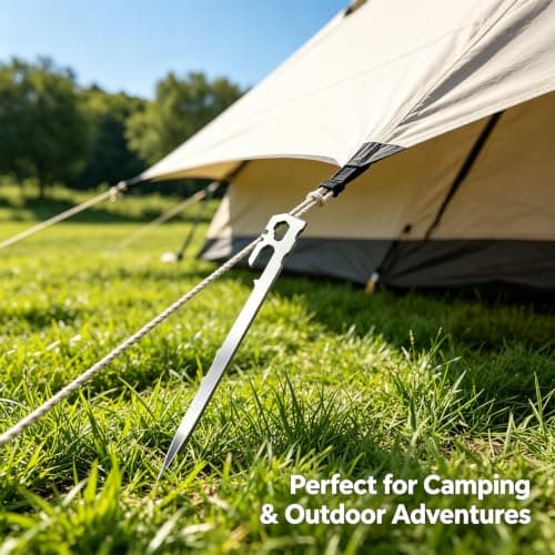 Tent Pegs Metal Heavy Duty Awning Pegs Camping Pegs Weed Membrane Pegs Artificial Grass Pegs Rustproof Hard Ground Pegs for Beach, Garden, Football Goal, Camping, Tents, Gazebos (6 Pack, 22 CM) — view 5