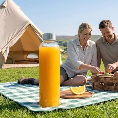 Bayseun Glass Water Bottle 750ML - 3 Pack Empty Glass Bottles with Lids - Leak Proof, Airtight, Wide Mouth, Stainless Steel Lids, Reusable Drinking Bottles for Juice, Milk, Water, Smoothies & Storage — view 6