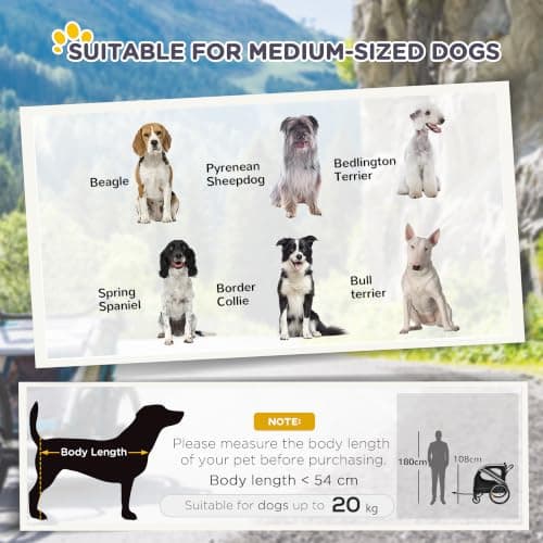 PawHut Dog Bike Trailer 2 in 1 for Medium Dogs 134L x 60W x 101H cm Grey — view 4
