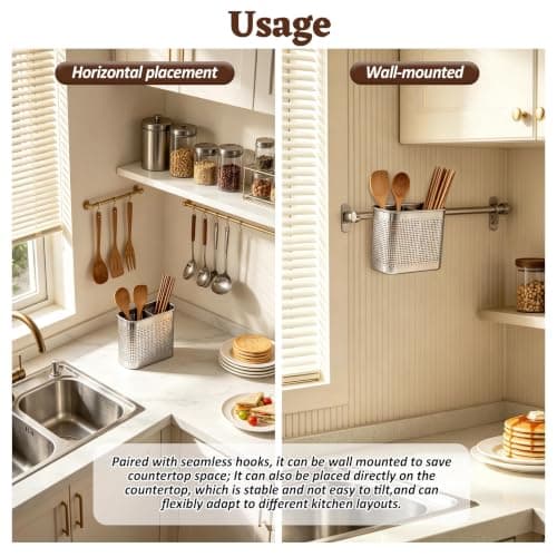 Stainless Steel Dish Drainer, Large Capacity Rust-Resistant Kitchen Sink Organizer with Two Dividers, Portable Design for Kitchen Utensil Storage, Practical for Utensil Racks, Cutlery, and Drying Rack — view 3