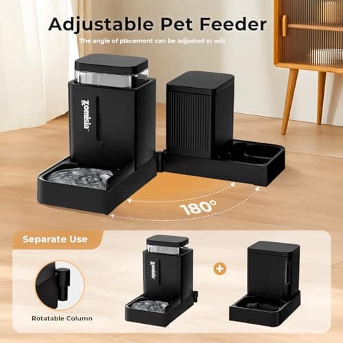 ZOMISIA Automatic Cat Feeder and Water Dispenser, 3 L x 2, Black — view 4
