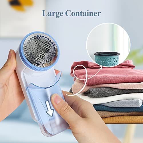 TOUCHBeauty Battery Operated Fabric Shaver, Portable Lint Remover for Clothes & Furniture with Detachable Lint Container, Stainless Steel Blades, Handheld Bobble Remover for Sweaters, Coats & Sofas — view 5