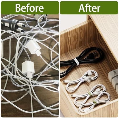 Pack of 30 Silicone Cable Ties, Reusable Cable Organiser, Adjustable Cable Ties for Home and Travel Charging Cables, Audio Cable and Network Cable Storage (Multi-Colour) — view 4