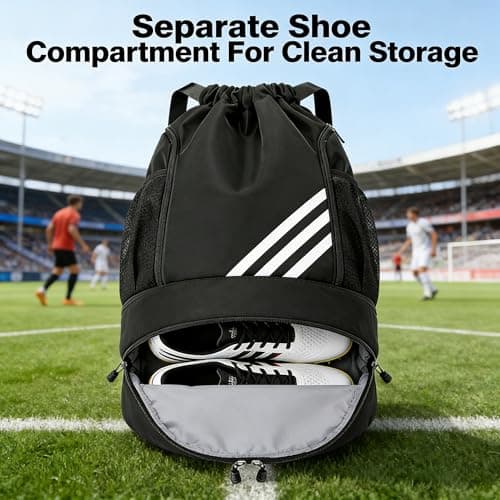 Waterproof Sports Backpack with Shoe Compartment and Water Bottle Pockets — view 4
