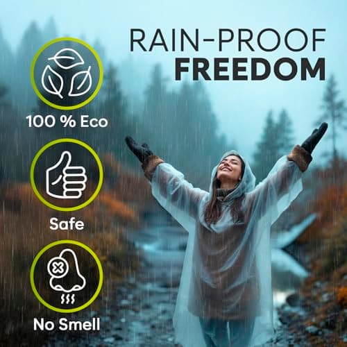ZENO Disposable Rain Poncho Waterproof with Sleeves - For Adults - Rain Coat with Hood, Pack of 4 - for Women and Men - Hiking, Camping — view 6