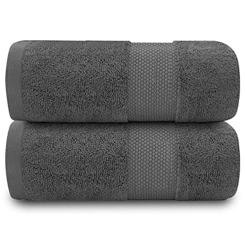 GC GAVENO CAVAILIA Extra Large Bath Sheet 2 Piece - 700 gsm Hotel Quality Egyptian Cotton Extra Large Towels 100X 180 Cm - Extra Soft Bathroom Towel - Charcoal
