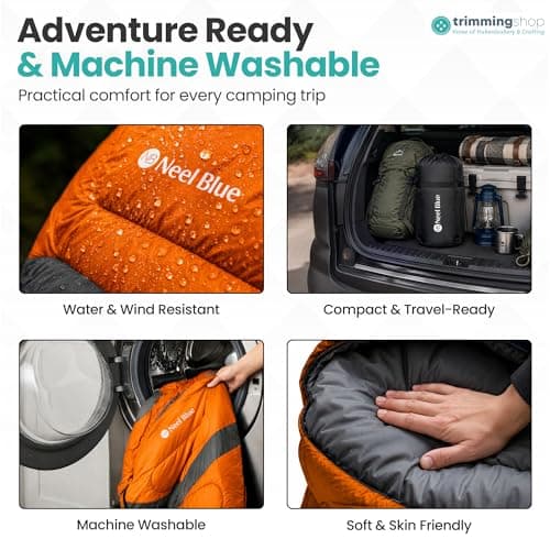 Trimming Shop 4 Season Waterproof Backpacking Sleeping Bag 6ft - Orange — view 5