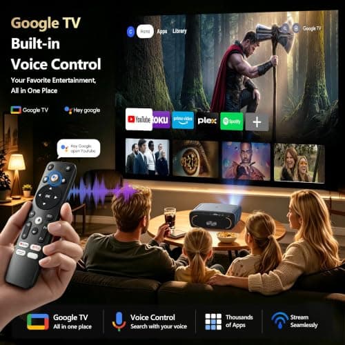 2550 ANSI Daylight Projector, GTV, Ultra HD 4K Projector for Outdoor Party Night, 70W DoIby Audio, ToF Auto Focus, Shorter Throw, NFC/Voice Control, HDMI ARC, WiFi 6 & Bluetooth 5.4, Home Cinema — view 2