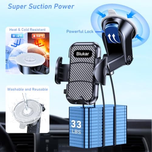 Blukar Car Phone Holder, Adjustable Car Phone Mount Cradle 360° Rotation — view 4
