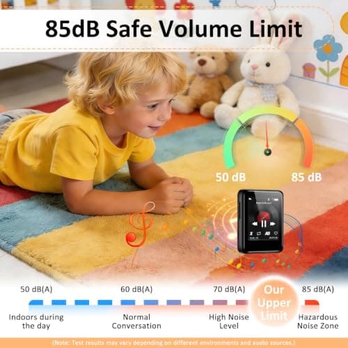 Portable MP3 Player with Bluetooth, 50-Hour Battery, Expandable up to 128GB, Mini Music Player built-in Speakers, Touch Screen, FM Radio, Voice Recorder, Includes 32GB Card, Case & Earphone,Black — view 5