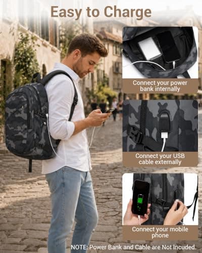 Kono Laptop Backpack School Bag Anti Theft Rucksack for Men Dark Blue — view 5