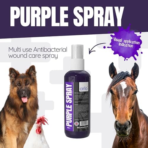 Purple Spray Wound Cleanser 300ml Gentian Violet Alternative Antibacterial Non Sting Animal First Aid for Horses Pets Livestock Poultry — view 2