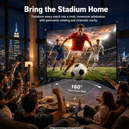 TOWOND Projector Screen and Stand, 120 inch Portable Projection Screen Indoor Outdoor Projector Screen 16:9 4K HD Wrinkle-Free Lightweight Movie Screen with Carry Bag for Backyard Movie Night — view 2