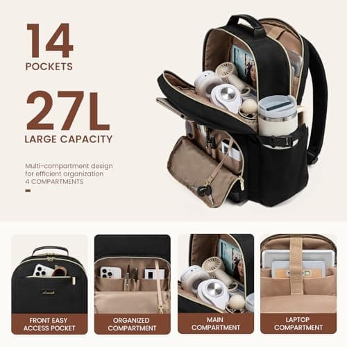 LOVEVOOK Laptop Backpack for Women with Pouch Pocket for Large Capacity Cup,15.6 Inch Backpack Womens Travel Backpack, Waterproof Laptop Computer Bag for Work Business Backpack College Teacher — view 3