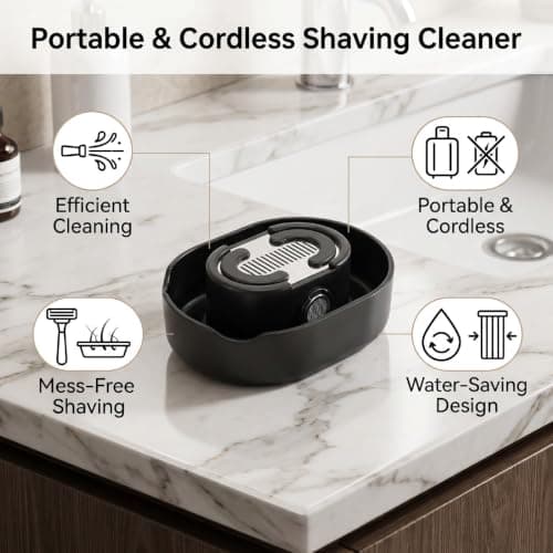 Push Type Beard Trimmer Rinser, Travel-Friendly Cleaner (Black) — view 5