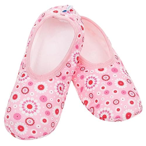 Snoozies! Travel Skinnies Animal Designs Super Soft Womens Slippers with Non-Slip Sole - Ladies sizes from 3-7 (Floral, large)