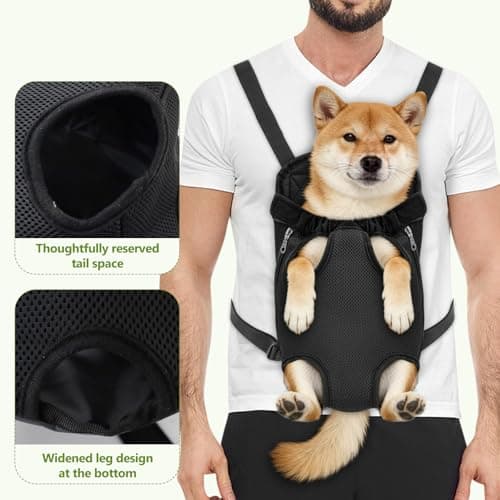 Black Portable Pet Carrier Backpack, Legs and Tail Out, Adjustable Front and Back Carrier for Teacup Dogs and Cats Under 6 Lbs, Hands Free for Hiking, Camping, Travel, Cycling (Black, XL) — view 4