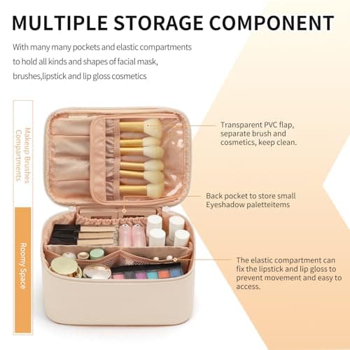 Travel Makeup Bag Portable Cosmetic Bag with Makeup Brushes Organiser Cream — view 5