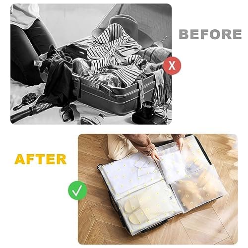 KEYRI 20 Pcs Reusable Frosted Zip-Lock Seal Clothes Travel Storage Hospital Shoes Waterproof Luggage Organizer For Clothes Shoes Cosmetics Travel Essentials (Floral) — view 3