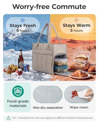 bagsmart 15.6 Inch Laptop Bag for Women, Work Bag with Lunch Compartment — view 5