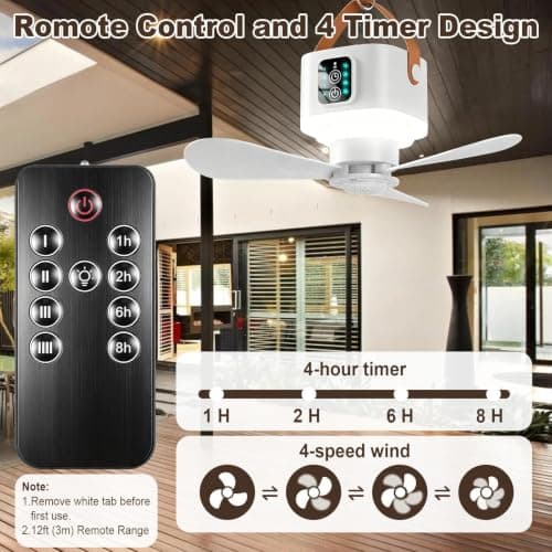 Portable Camping Fan with Adjustable Stand, 7200 mAh Tent Fans, LED Light — view 4