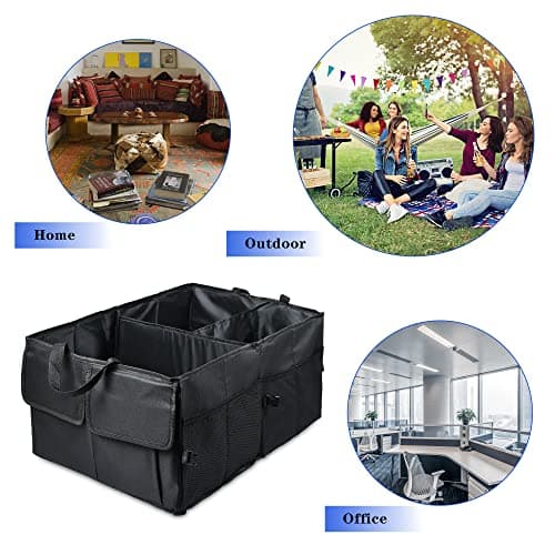 Car Boot Organiser Trunk Organiser with Multi Compartment, Foldable (Black） — view 6