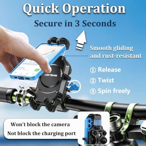 LOKTENWO Adjustable Motorcycle Phone Mount with Triple Vibration Dampener — view 5