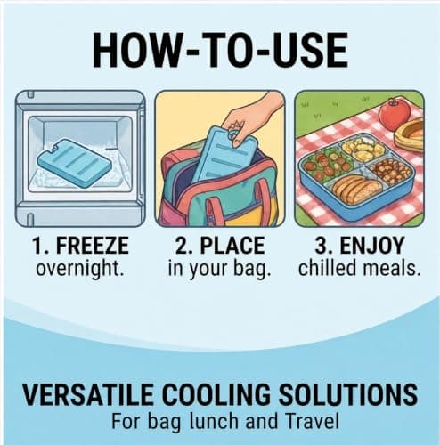 3 Pack of Light Blue Reusable Slim Freezer Ice Packs, Cooling Blocks for Lunch Box Cooler Bag Picnic Camping Travel Food Drink Chiller Leak Resistant Portable Ice Packs — view 4