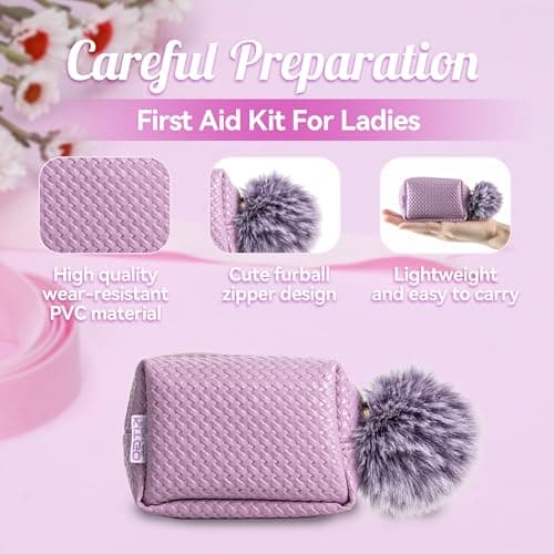 Women's First Aid Kit 120PCS Portable Set Wedding Emergency Kit Items for Girl Lady Mother Wife Nurse for Girl Lady Mother Wife Nurse Present Set (Purple) — view 3