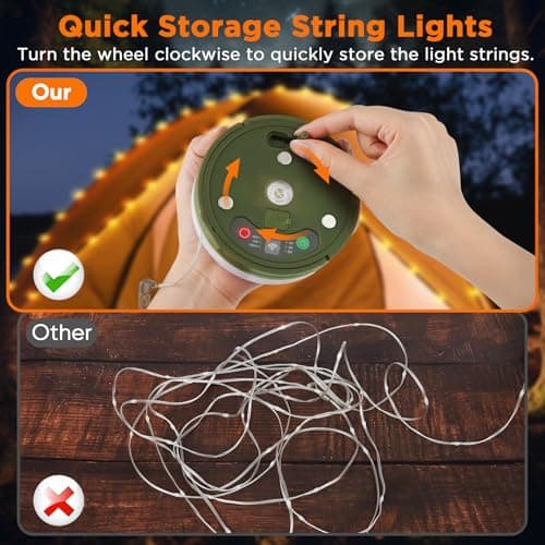 Famgoods Camping String Lights, 32.8Ft, USB Rechargeable — view 2