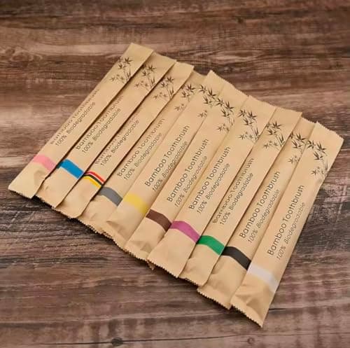 1000x Bamboo Toothbrush Individually Wrapped Bulk Toothbrushes Perfect for Airbnb, Hotels, Travel and More! Eco Friendly Bio Degradable (10) — view 2