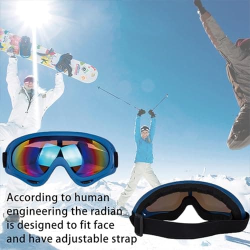 Ski Goggles Snowboard Goggles for Men Women Kids Cycling Motorcycle Snowmobile UV Protection Goggles Winter Snow Sports Glasses for Youth Adult Teens Boys & Girls (Blue) — view 5