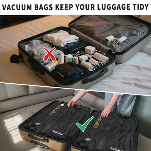 EULANT Vacuum Storage Bags for Travel, Reusable Vacuum Zipper Sealer Bag for Clothes, Compression Packing Cubes for Suitcases/Luggage/Backpack,With IPX8 Airtight Zipper & Waterproof & Space Saver — view 4