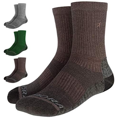 Merino Wool Blend Walking Hiking Socks Unisex (Pair) (Brown) (3-6.5) [S]