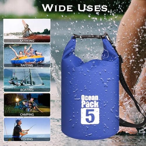 MORAINJAY 5L Blue Dry Bag,Waterproof Bag with Single Adjustable Shoulder Strap,Small Capacity Dry Sack 2L 5L 10L 15L 20L 30L for Outdoor Camping,Rafting,Swimming,Boating,Surfing — view 4