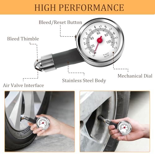 Houbobo Car Emergency Kit, 11PCS European Driving Travel Kits, Roadside Safety Tool Kit with Jump Leads, Warning Triangle, Hi-Vis Vest, Emergency Hammer, Tyre Pressure Gauge, Flashlight for Women Men — view 4