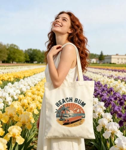 Canvas Tote Bag for Women Girls Beach Bum Reusable Totes with Inner Pocket — view 3