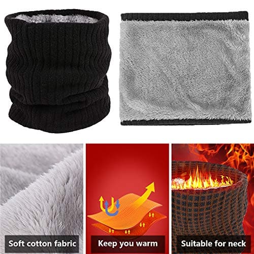 ehsbuy Fleece Neck Warmer Thermal Snoods Unisex Thick Winter Cold Weather Knitted Circle Scarf for Cycling Motocycle Sports — view 3