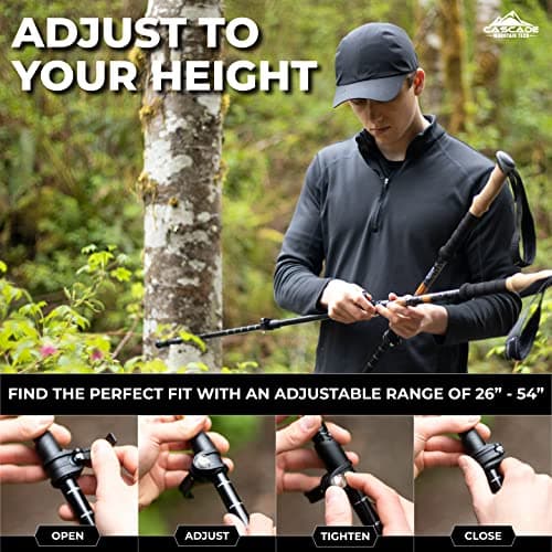 Cascade Mountain Tech Trekking Poles - Aluminum Hiking Walking Sticks with Adjustable Locks Expandable to 54" (Set of 2), Cork Grip, Orange — view 4