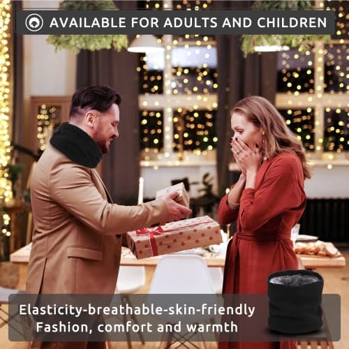 Angozo Winter Neck Warmer Knitted Snood Heated Scarf for Men Women Christmas Fishing Sports Gift (Black) — view 6