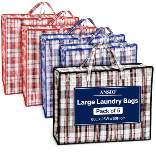 ANSIO Large Laundry Bags, Storage Bags, 60x25x50cm, Assorted 5 Pack