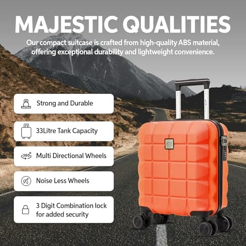 ATX Luggage Easy Jet 45x36x20 Underseat Cabin Suitcase Lightweight Durable ABS Carry-ons with 4 Dual Spinner Wheels and Built-in 3 Digit Combination Lock (Orange, 17.5 Inches, 30 Liter) — view 4