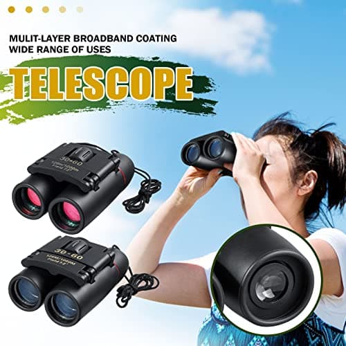 Mini Binoculars For Adults, 30X60 Compact Binoculars Non Damaged Folding Binoculars Telescope With Low Light Night For Bird Watching, Travelling, Sightseeing, Hunting, Etc (Blue film) — view 2