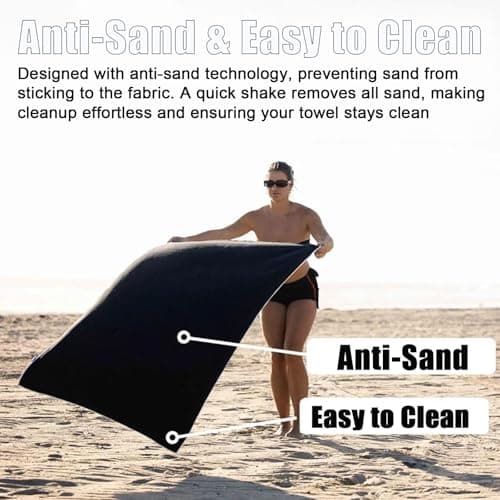 Hcnjn Magnet Towels for Surfers, Outdoor Magnetic Bath Towel, Oversized 75X30 Lightweight Thin Beach Towel, Quick Dry Sand-Free Coral Fleece with Strand Magnetic Magnet Corners (GREEN) — view 4