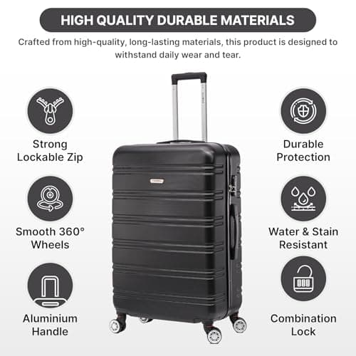 Flymax 55x35x20 Cabin Case Super Lightweight Abs Hard Shell Travel Carry on Board Cabin Bag Approved Hand Luggage with 4 Wheels Fits Easyjet, Ryanair, British Airways & Jet 2 56x45x25 — view 5